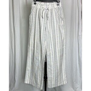 SIENNA SKY | Wide Leg Pant Size Medium Striped White and Black Pockets Cotton